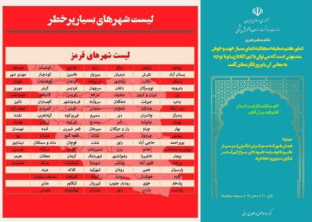 آخرین رنگ بندی های کرونایی شهرستان های کشور اعلام شد